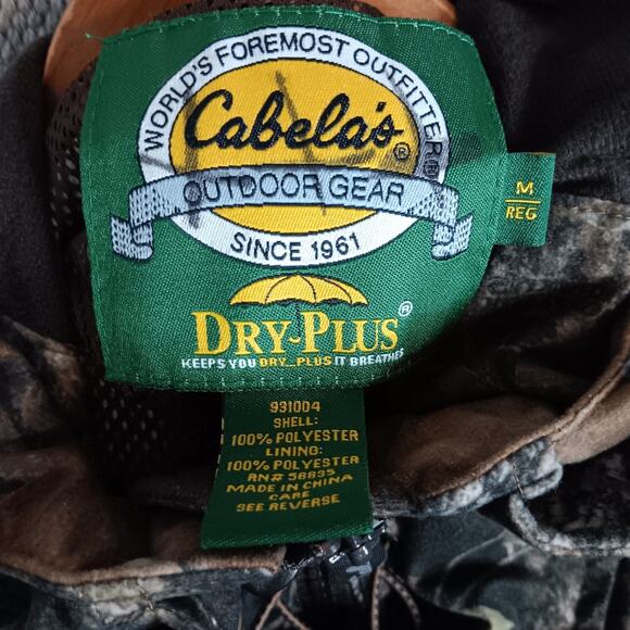Cabela's Dry Plus Hunting Jacket M Regular Mossy Oak Tree Camo Hooded Outdoors - Picture 12 of 15